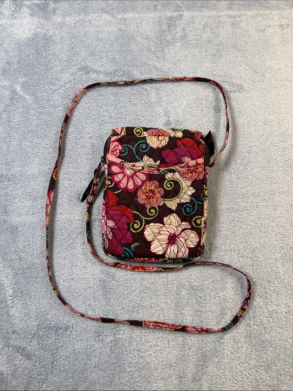 Vera Bradley Floral Quilted Crossbody - Brown, Pink & Teal